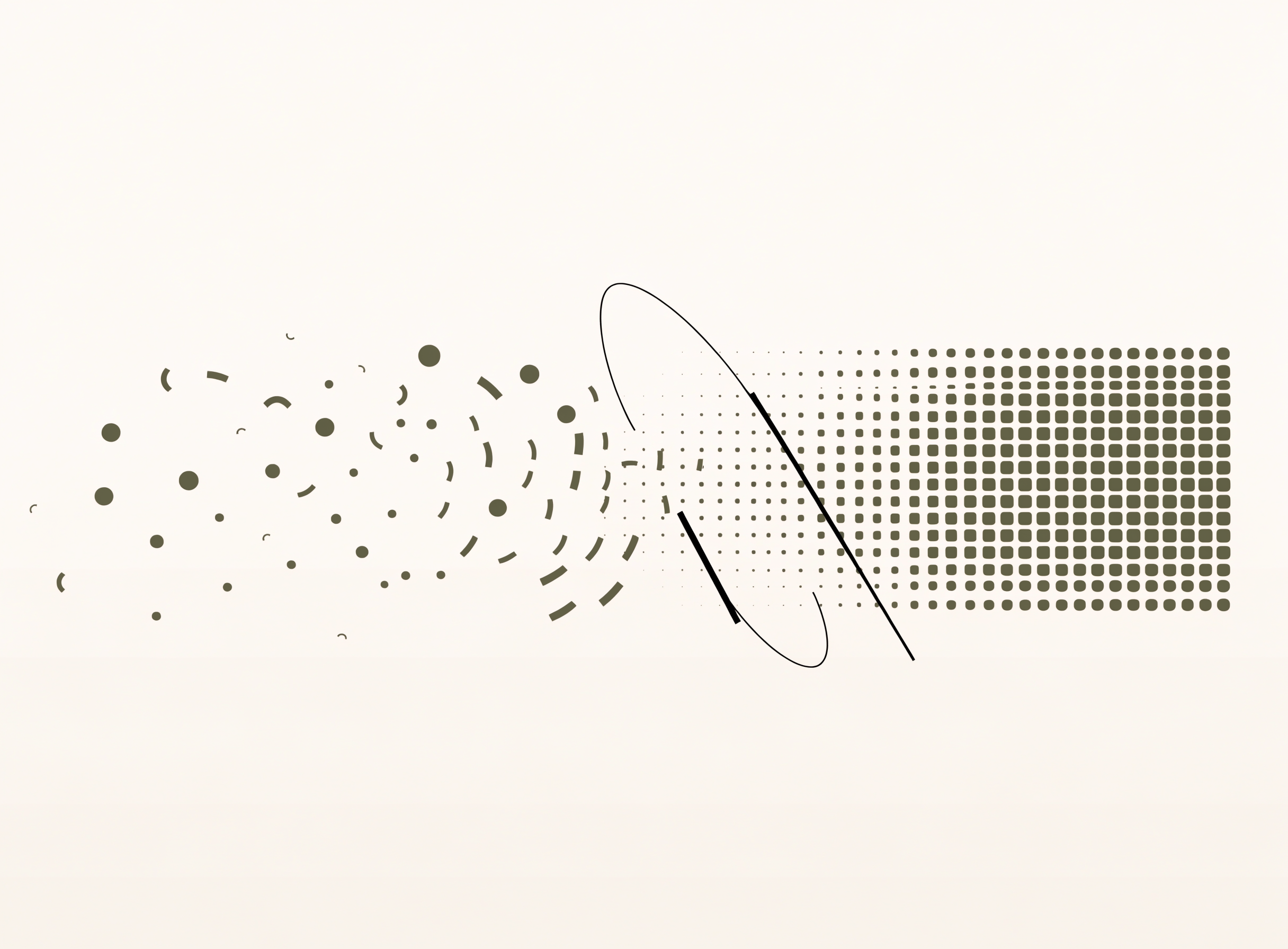 Abstract illustration: scattered elements organizing into structure